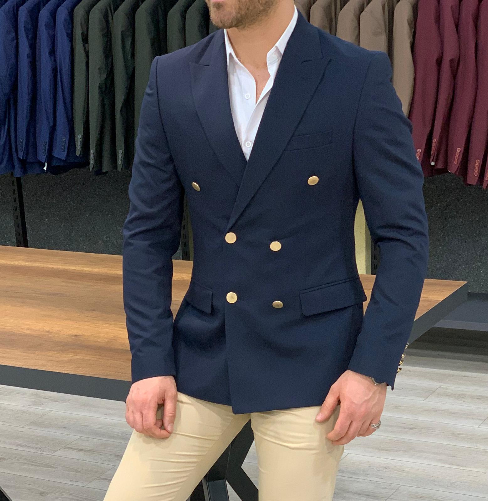 Bellingham Navy Slim Fit Double Breasted  Blazer-baagr.myshopify.com-blazers-BOJONI