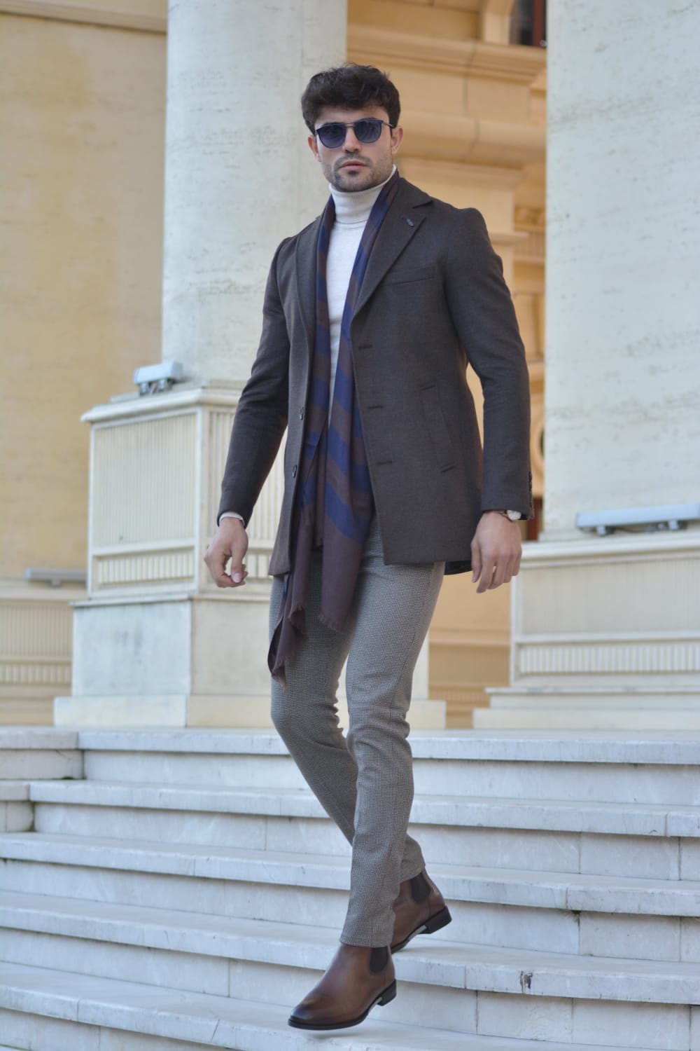 Saponi Slim-fit  Wool Coat Brown-baagr.myshopify.com-Jacket-BOJONI