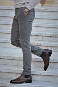 Vicenza Slim-fit Plaid Pants Beige-baagr.myshopify.com-Pants-BOJONI