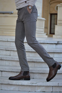 Vicenza Slim-fit Plaid Pants Beige-baagr.myshopify.com-Pants-BOJONI