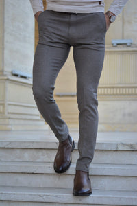 Vicenza Slim-fit Plaid Pants Beige-baagr.myshopify.com-Pants-BOJONI