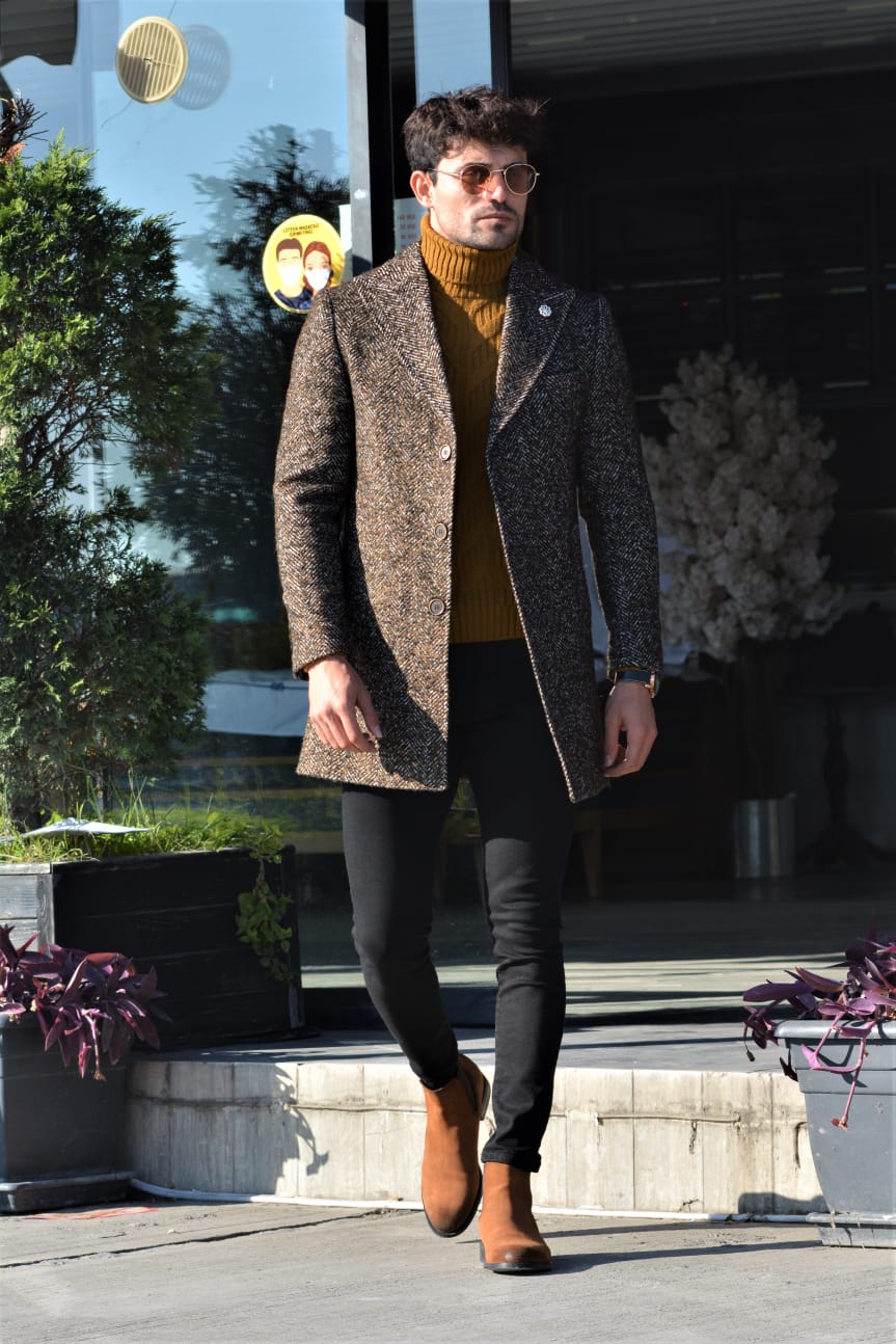 Saponi wool Coat Brown & Khaki-baagr.myshopify.com-Jacket-BOJONI