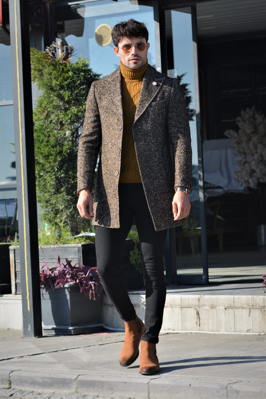 Saponi wool Coat Brown & Khaki-baagr.myshopify.com-Jacket-BOJONI