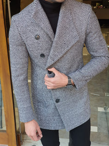 Saponi Slim-fit Collar Wool Coat Gray-baagr.myshopify.com-Jacket-BOJONI