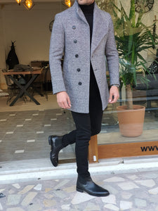 Saponi Slim-fit Collar Wool Coat Gray-baagr.myshopify.com-Jacket-BOJONI