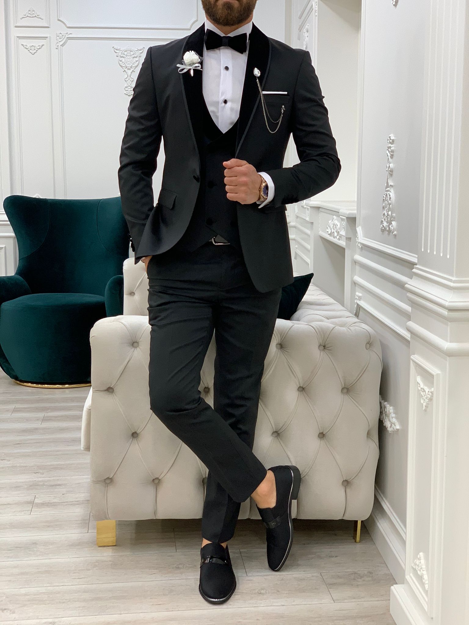 Rialzetti Black Velvet Slim Fit Tuxedo-baagr.myshopify.com-1-BOJONI