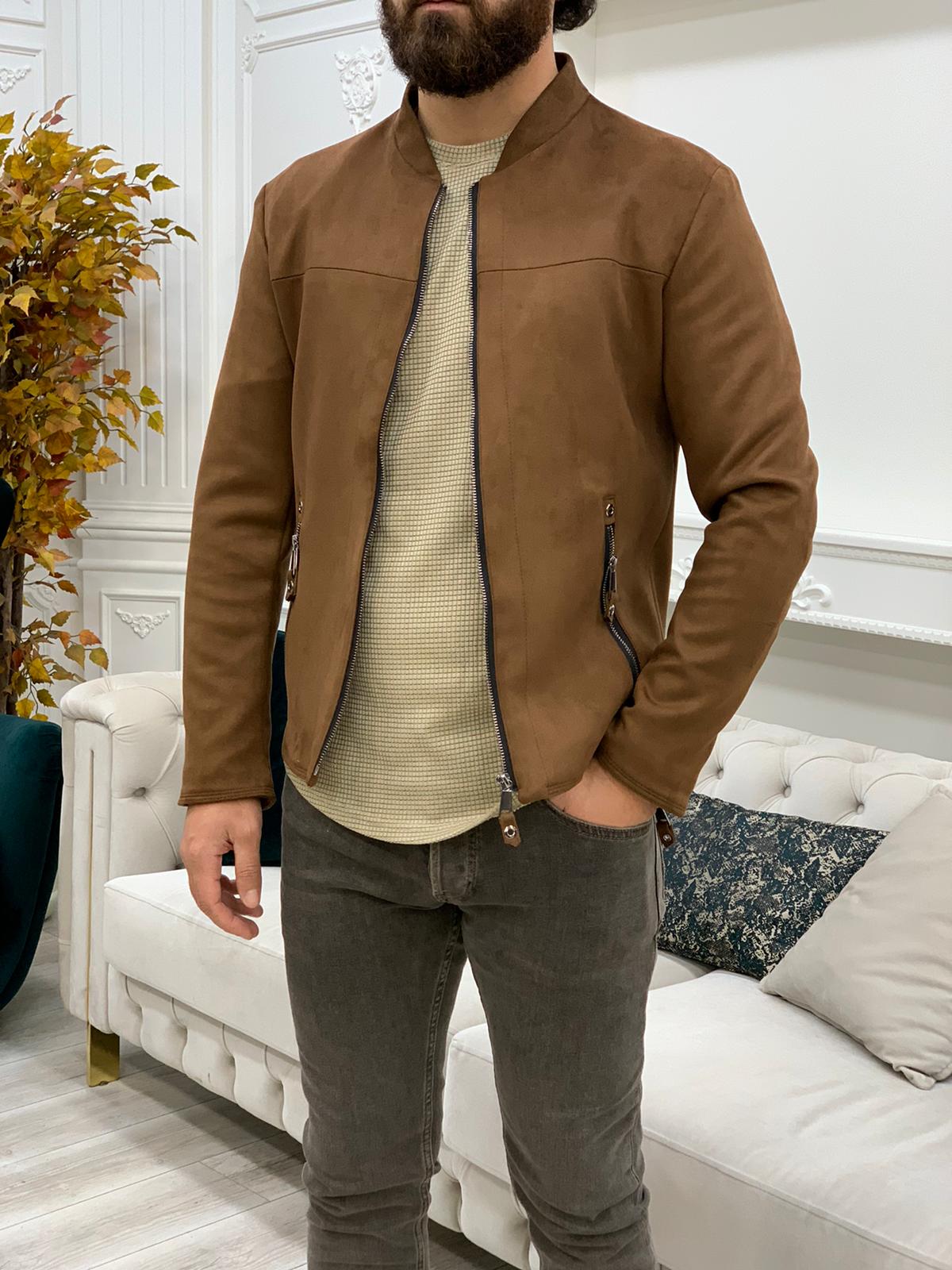 Bari Slim Fit Brown Jacket-baagr.myshopify.com-Jacket-BOJONI