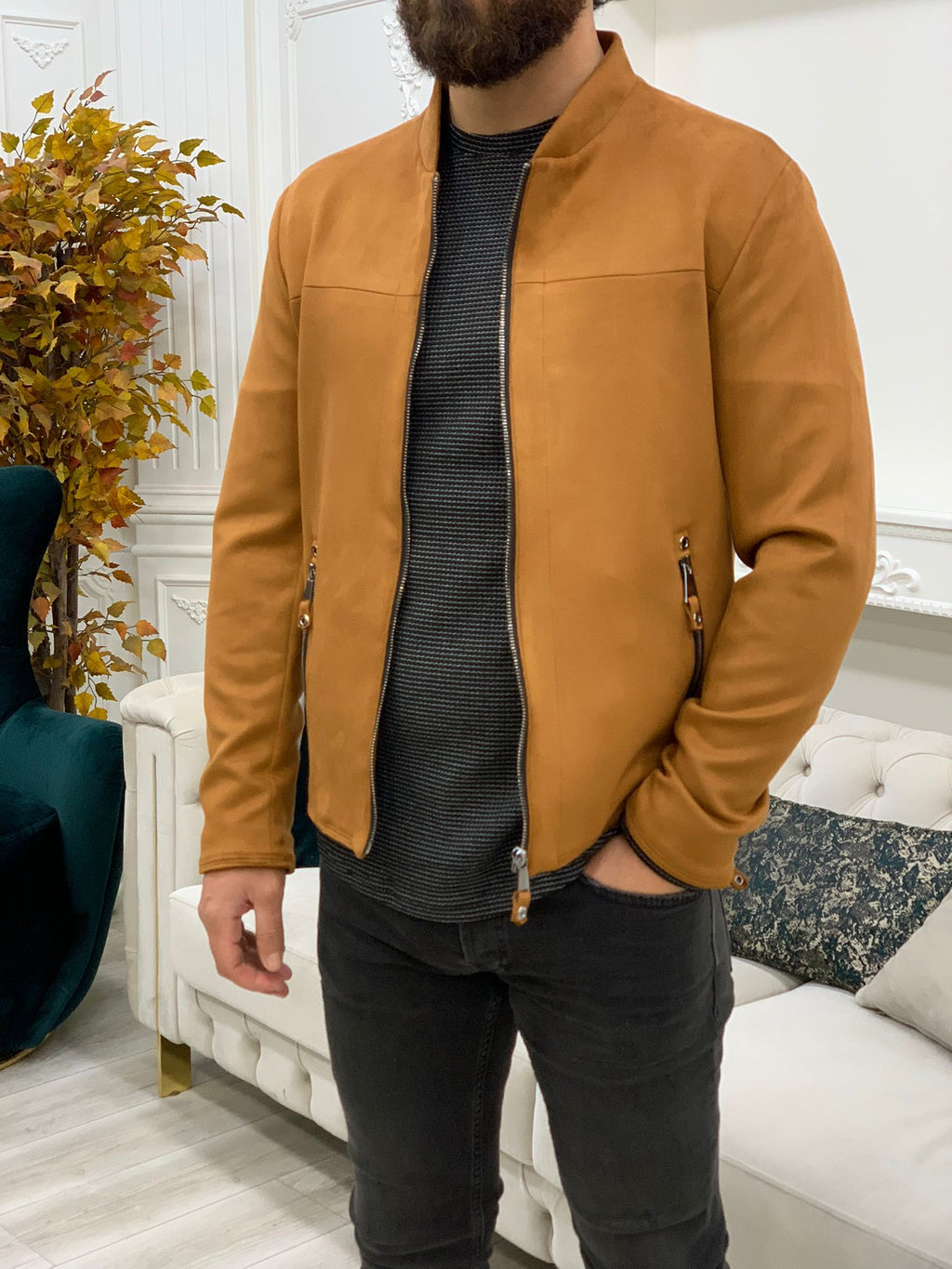 Bari Slim Fit Tan Jacket-baagr.myshopify.com-Jacket-BOJONI