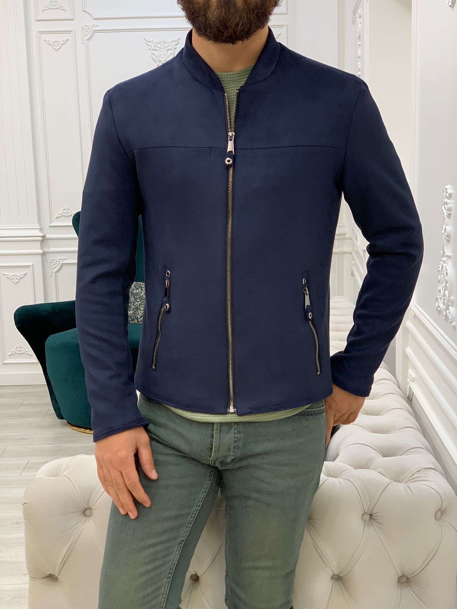 Bari Slim Fit Navy Blue Jacket-baagr.myshopify.com-Jacket-BOJONI