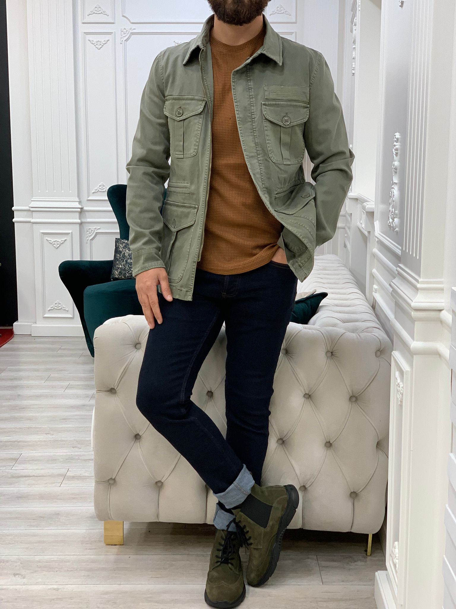 Limoux Slim Fit Khaki Denim Jacket-baagr.myshopify.com-Jacket-BOJONI