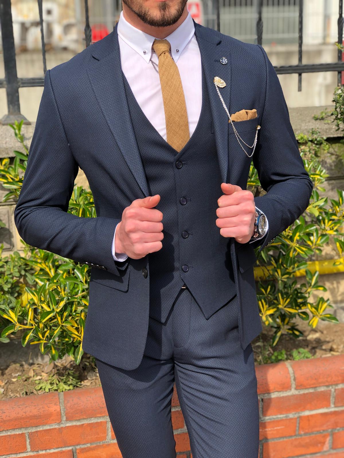 Densoff Slim-Fit  Suit Vest Navy-baagr.myshopify.com-suit-BOJONI