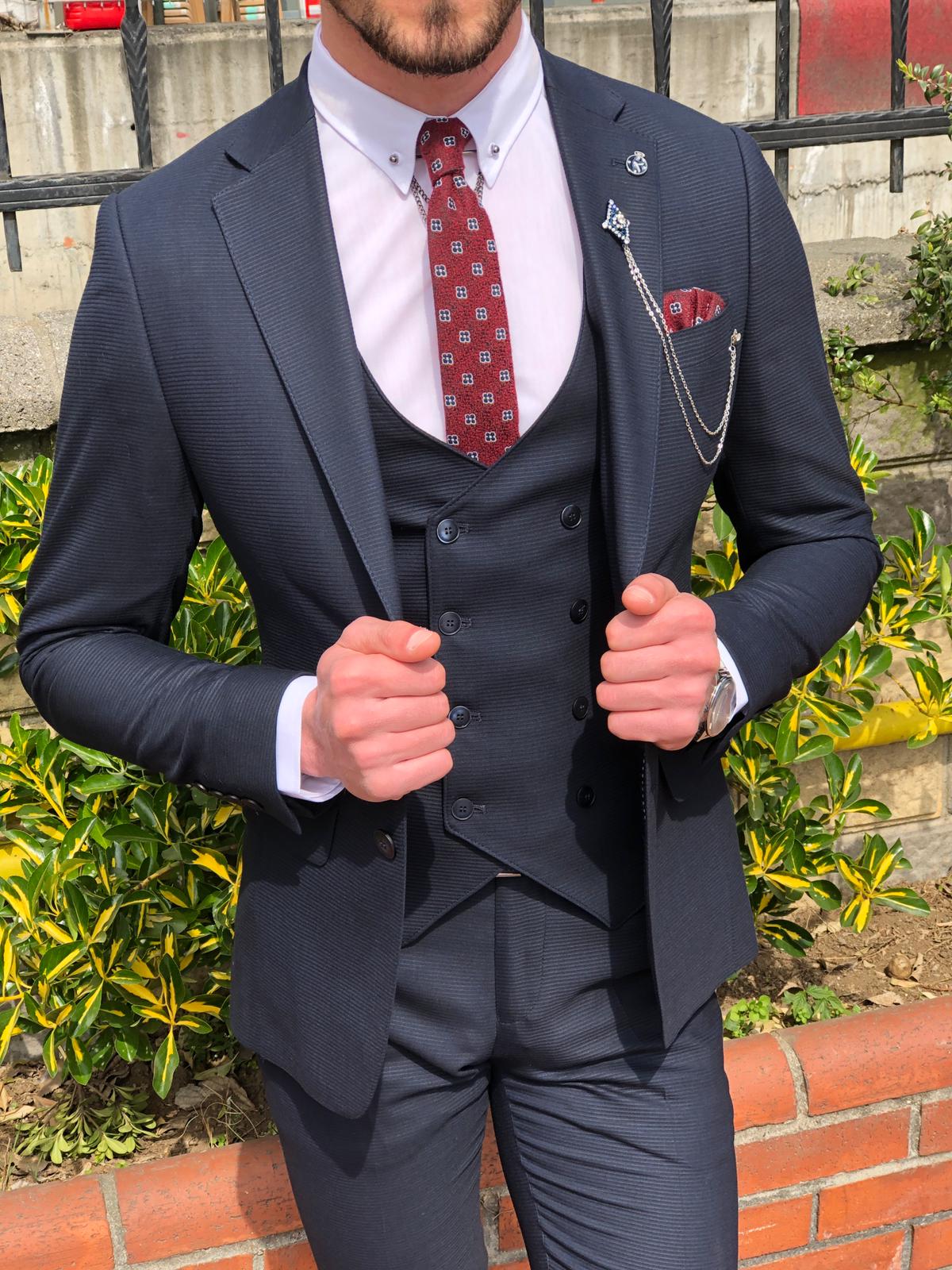 Mandos  Slim-Fit  Suit Vest Dark Blue-baagr.myshopify.com-suit-BOJONI