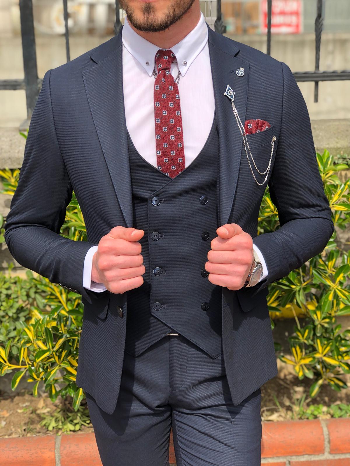 Mandos  Slim-Fit  Suit Vest Dark Blue-baagr.myshopify.com-suit-BOJONI