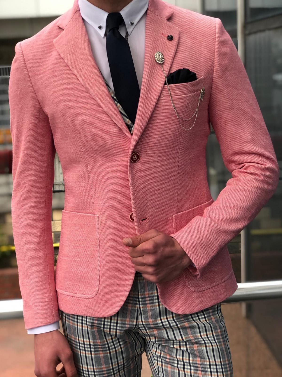 Pandoff Slim-Fit  Blazer in Pink-baagr.myshopify.com-suit-BOJONI