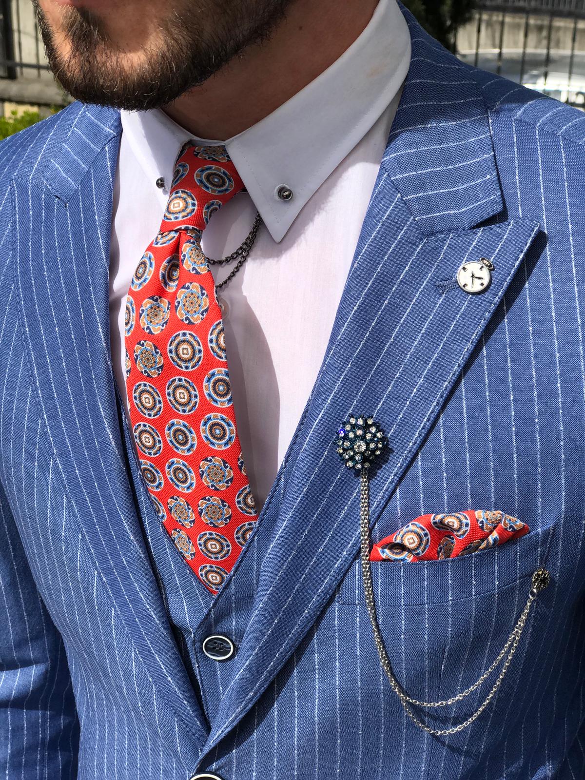 Dilness Slim-Fit Striped Suit Vest Blue-baagr.myshopify.com-suit-BOJONI
