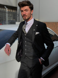 Deswesh Slim-Fit Striped Suit Vest Black-baagr.myshopify.com-suit-BOJONI