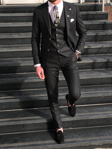 Deswesh Slim-Fit Striped Suit Vest Black-baagr.myshopify.com-suit-BOJONI