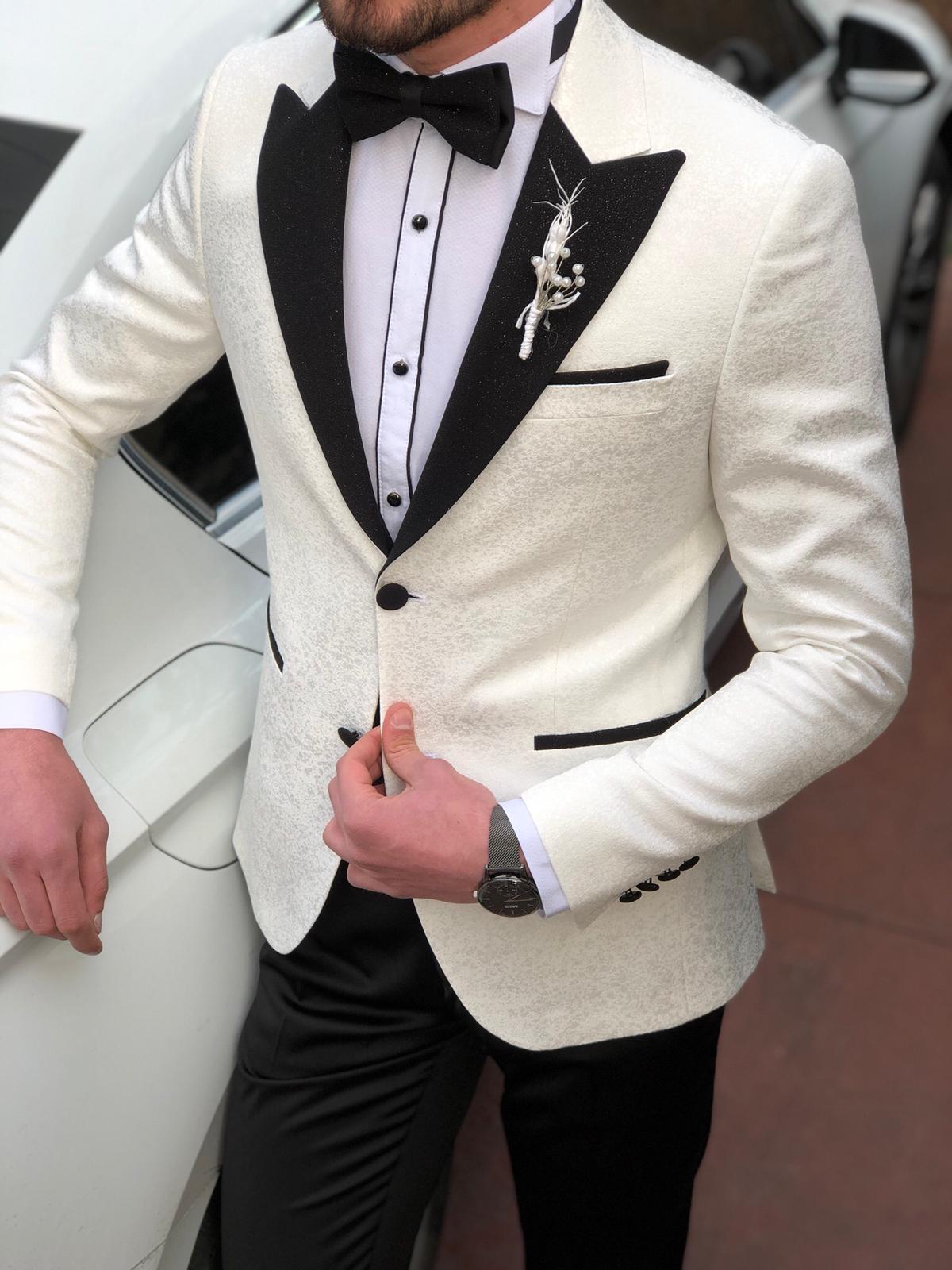 Bloom Slim-Fit Tuxedo Suit Vest Ecru-baagr.myshopify.com-suit-BOJONI