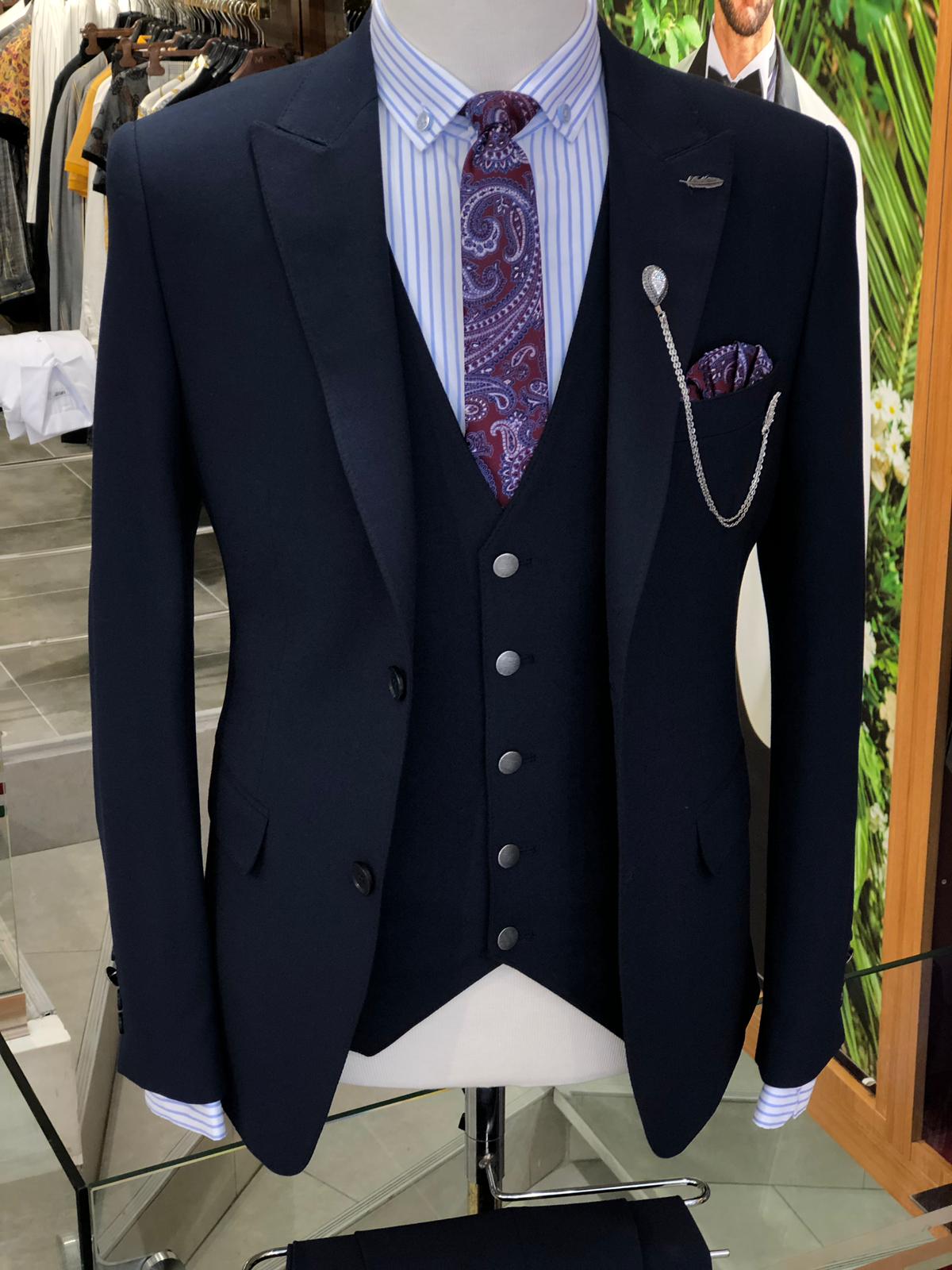 Heress Slim-Fit Suit Vest Navy Blue-baagr.myshopify.com-suit-BOJONI