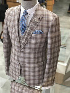 Branoss Slim-Fit Plaid Suit Vest Brown-baagr.myshopify.com-suit-BOJONI