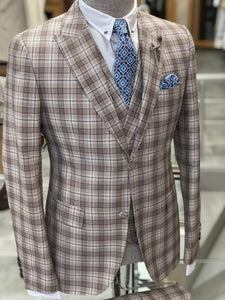 Branoss Slim-Fit Plaid Suit Vest Brown-baagr.myshopify.com-suit-BOJONI