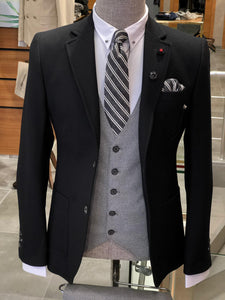 Slim-Fit Cotton Suit Vest Black-baagr.myshopify.com-suit-BOJONI