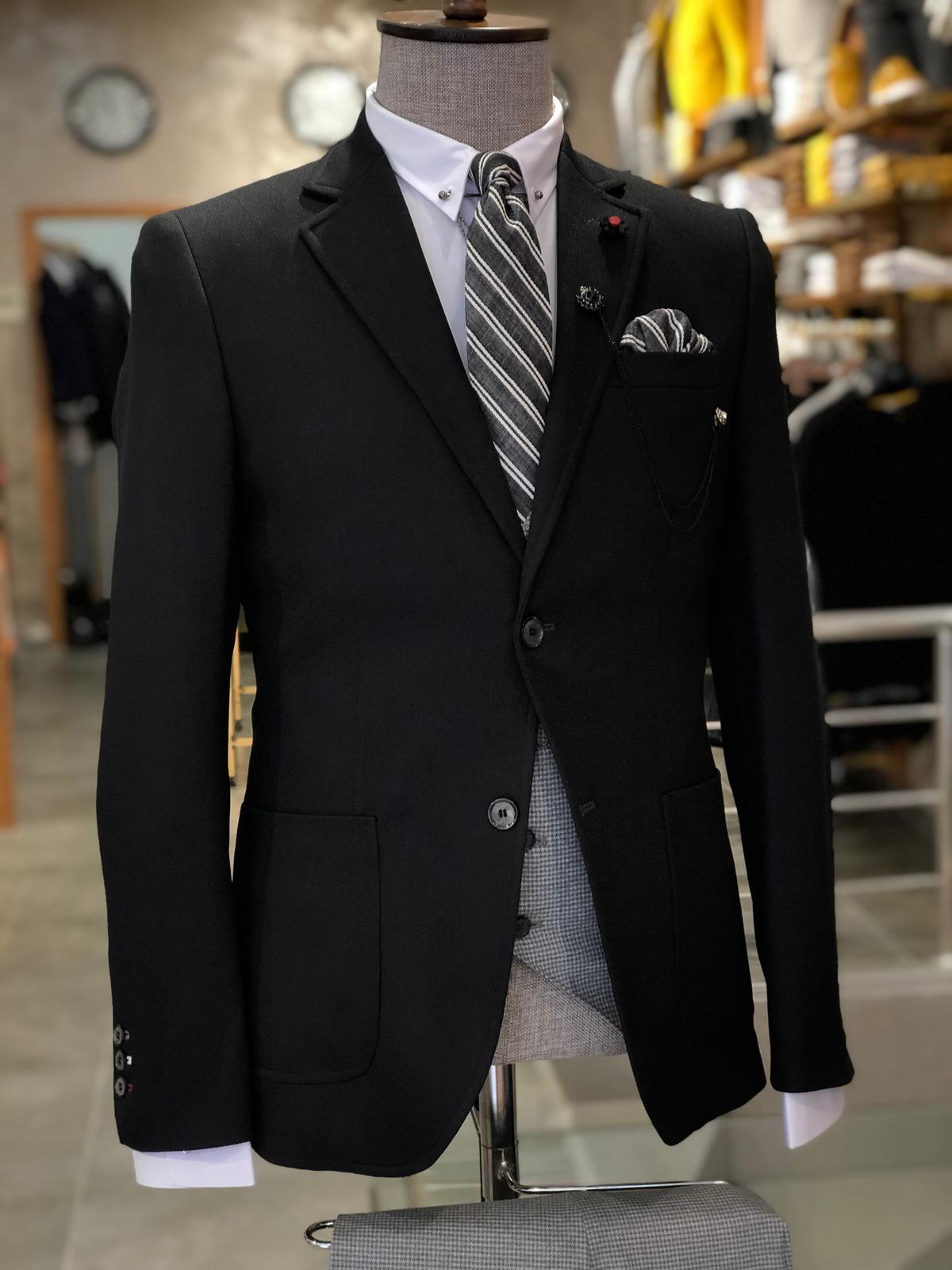 Slim-Fit Cotton Suit Vest Black-baagr.myshopify.com-suit-BOJONI