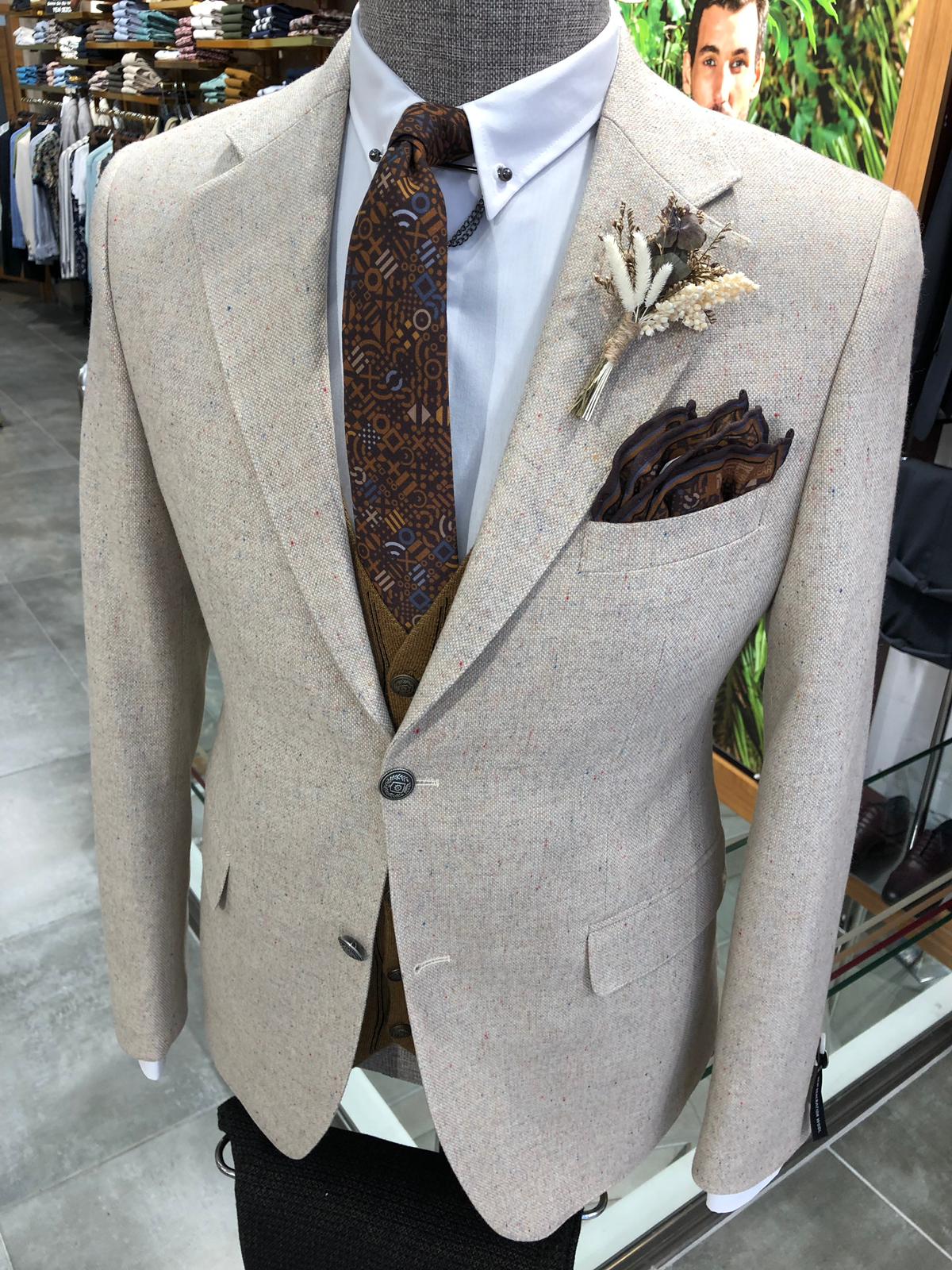 Garo Slim-Fit Wool Suit Vest Beige-baagr.myshopify.com-suit-BOJONI