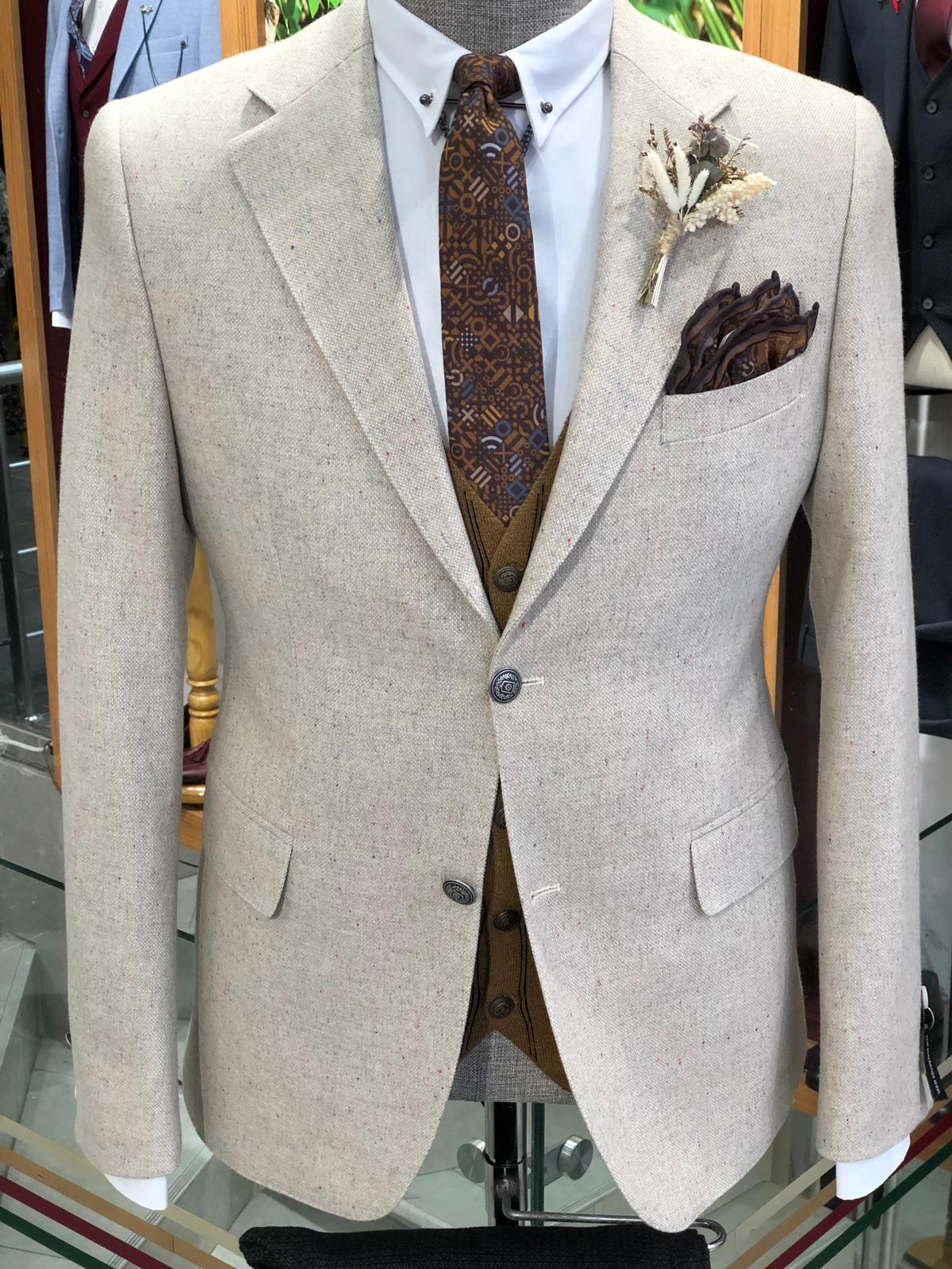 Garo Slim-Fit Wool Suit Vest Beige-baagr.myshopify.com-suit-BOJONI