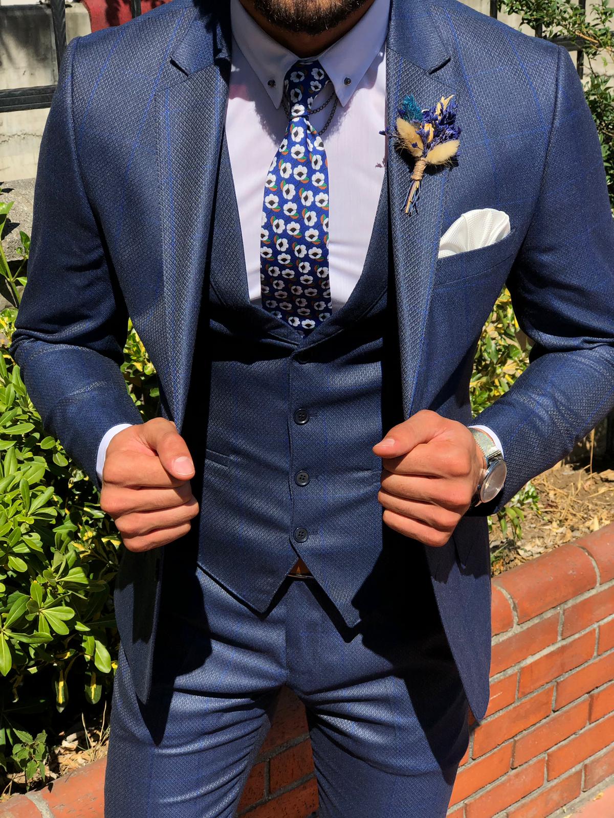 William Slim-Fit Plaid Suit in Blue-baagr.myshopify.com-suit-BOJONI