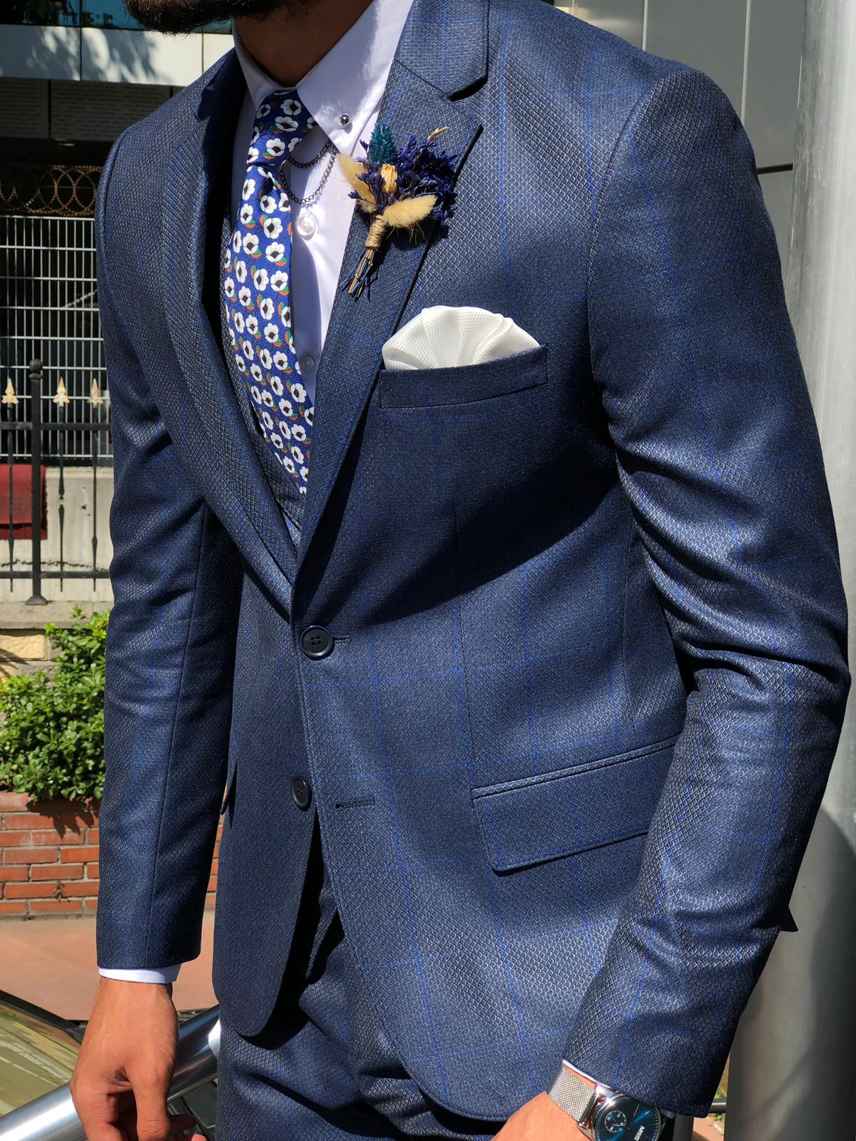 William Slim-Fit Plaid Suit in Blue-baagr.myshopify.com-suit-BOJONI