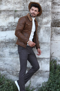 Alonso Leather Coat With Collar Fur-baagr.myshopify.com-Jacket-BOJONI