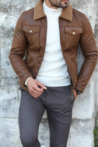 Alonso Leather Coat With Collar Fur-baagr.myshopify.com-Jacket-BOJONI