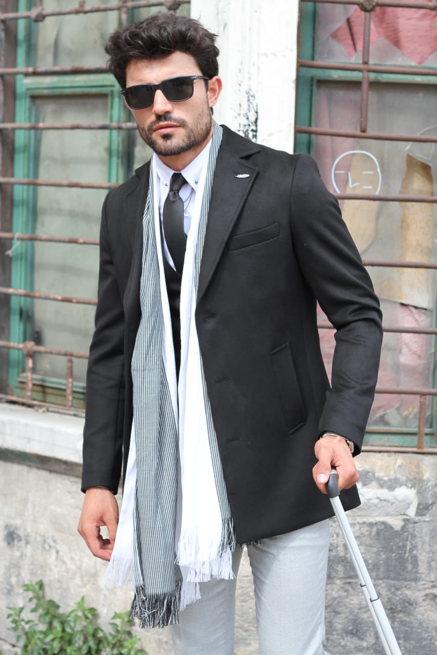 Slim-Fit Wool Coat Black-baagr.myshopify.com-Jacket-BOJONI