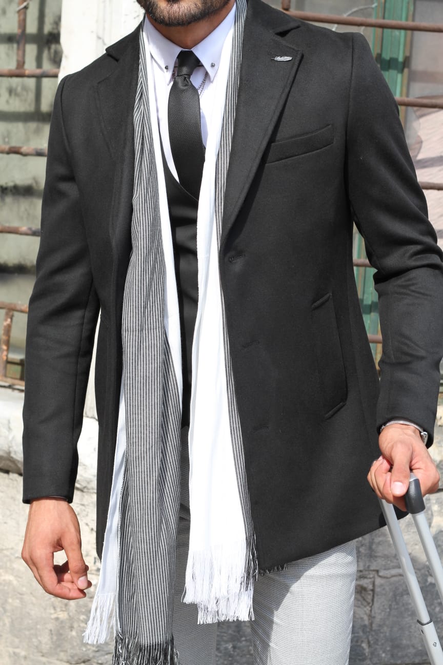 Slim-Fit Wool Coat Black-baagr.myshopify.com-Jacket-BOJONI