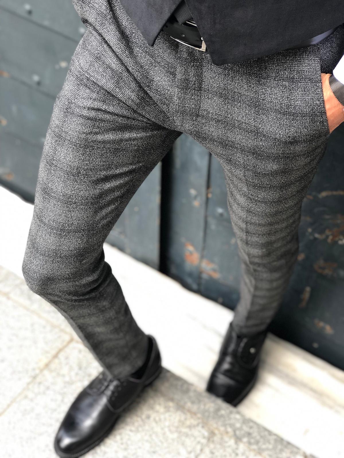 Bakki Slim-Fit Plaid Pants in Black-baagr.myshopify.com-Pants-BOJONI