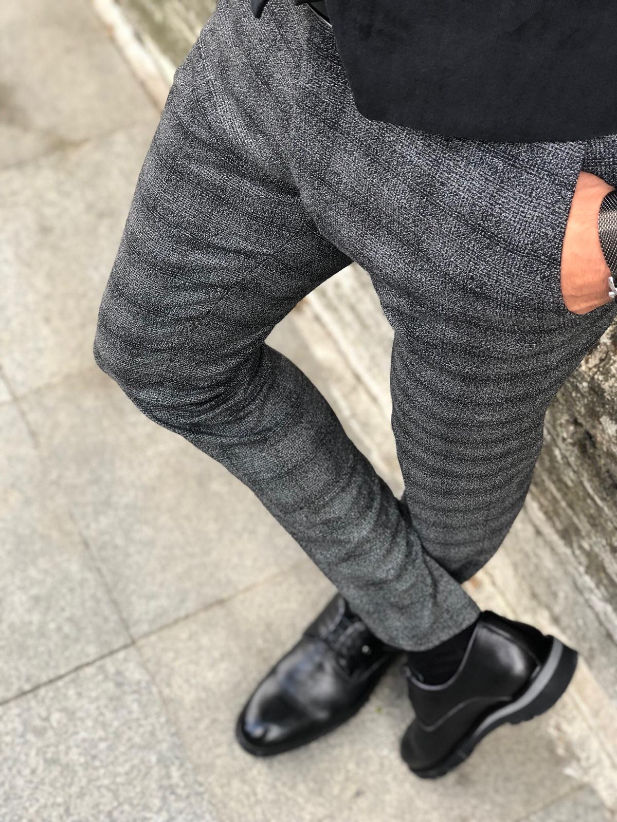 Bakki Slim-Fit Plaid Pants in Black-baagr.myshopify.com-Pants-BOJONI