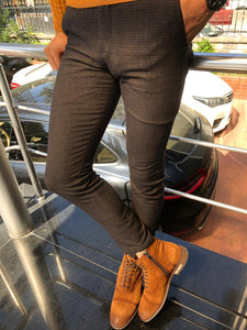 Malacan Slim-fit Patterned Pants Camel-baagr.myshopify.com-Pants-BOJONI