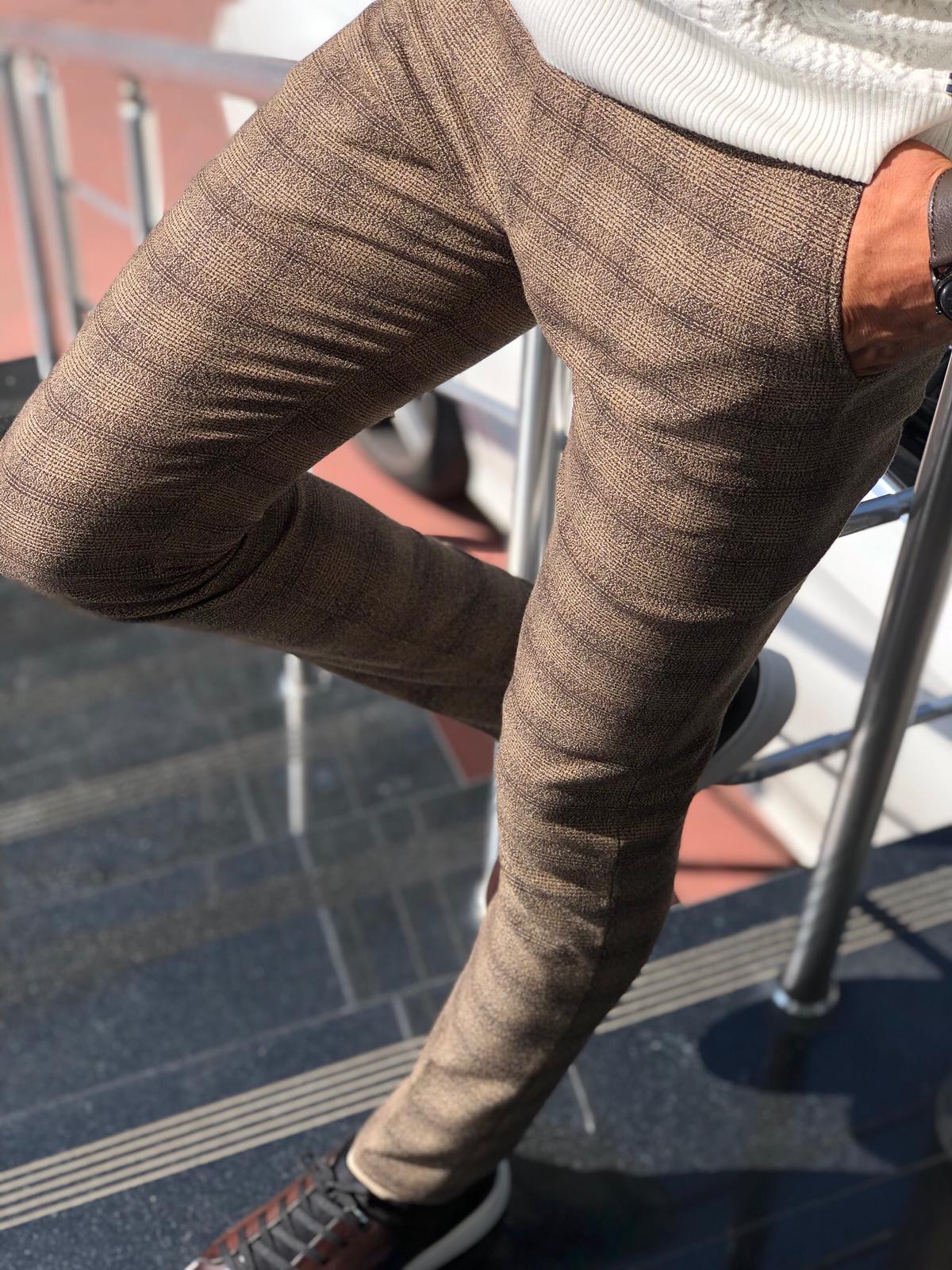 Malacan Slim-fit Pants Brown-baagr.myshopify.com-Pants-BOJONI