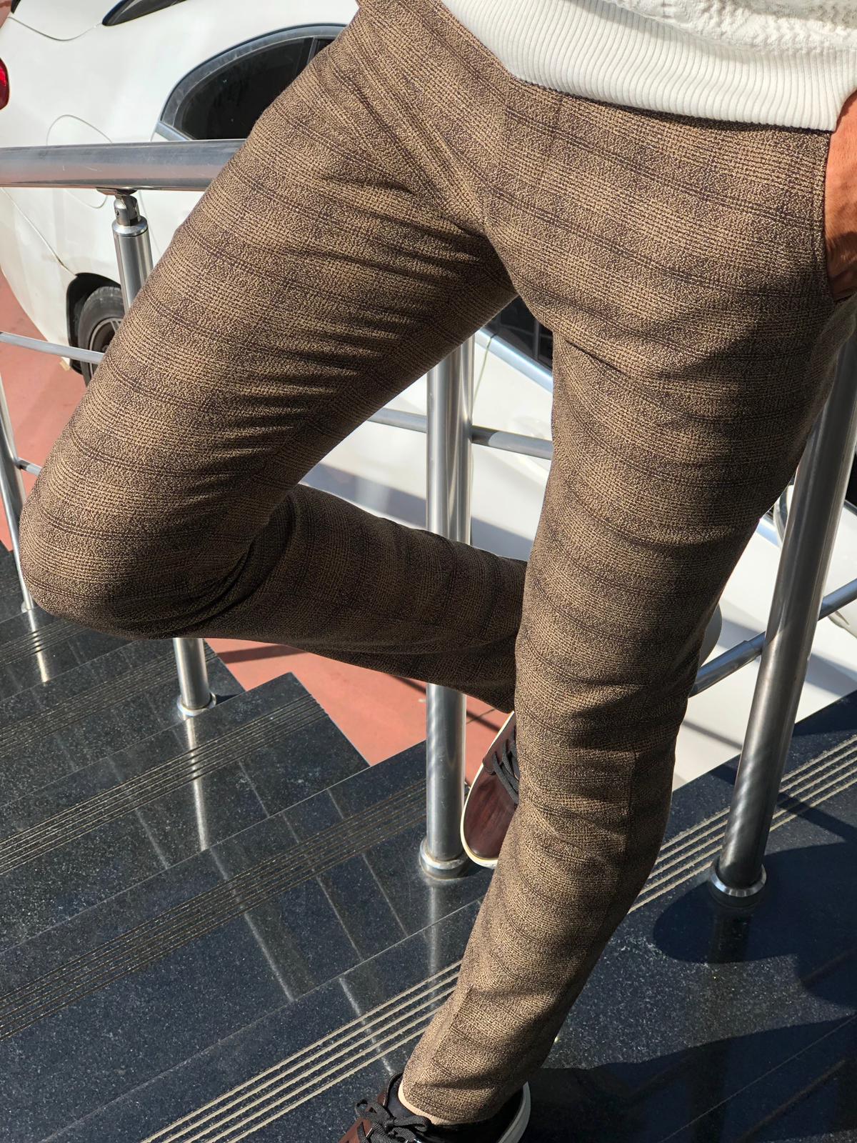 Malacan Slim-fit Pants Brown-baagr.myshopify.com-Pants-BOJONI