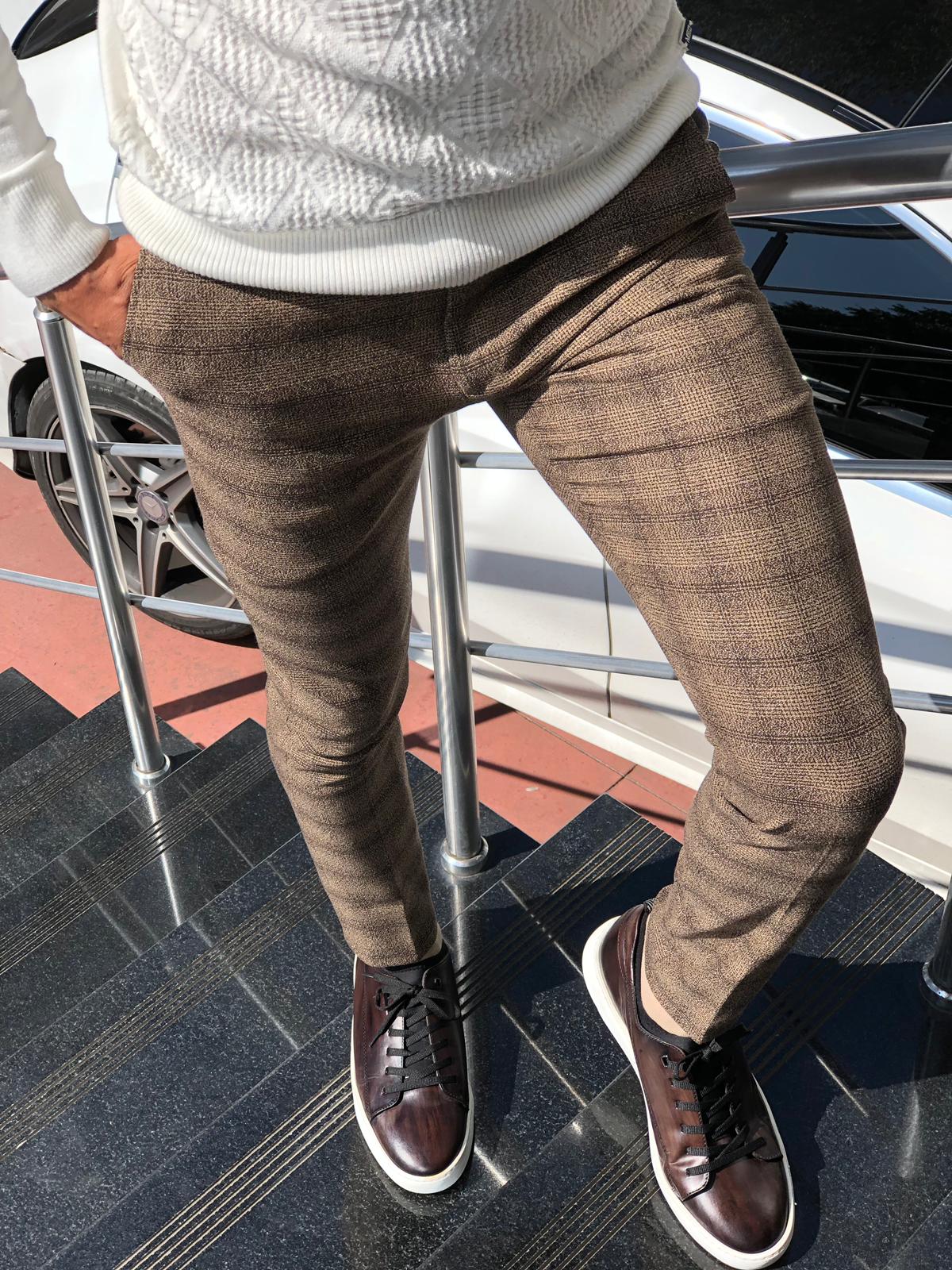 Malacan Slim-fit Pants Brown-baagr.myshopify.com-Pants-BOJONI