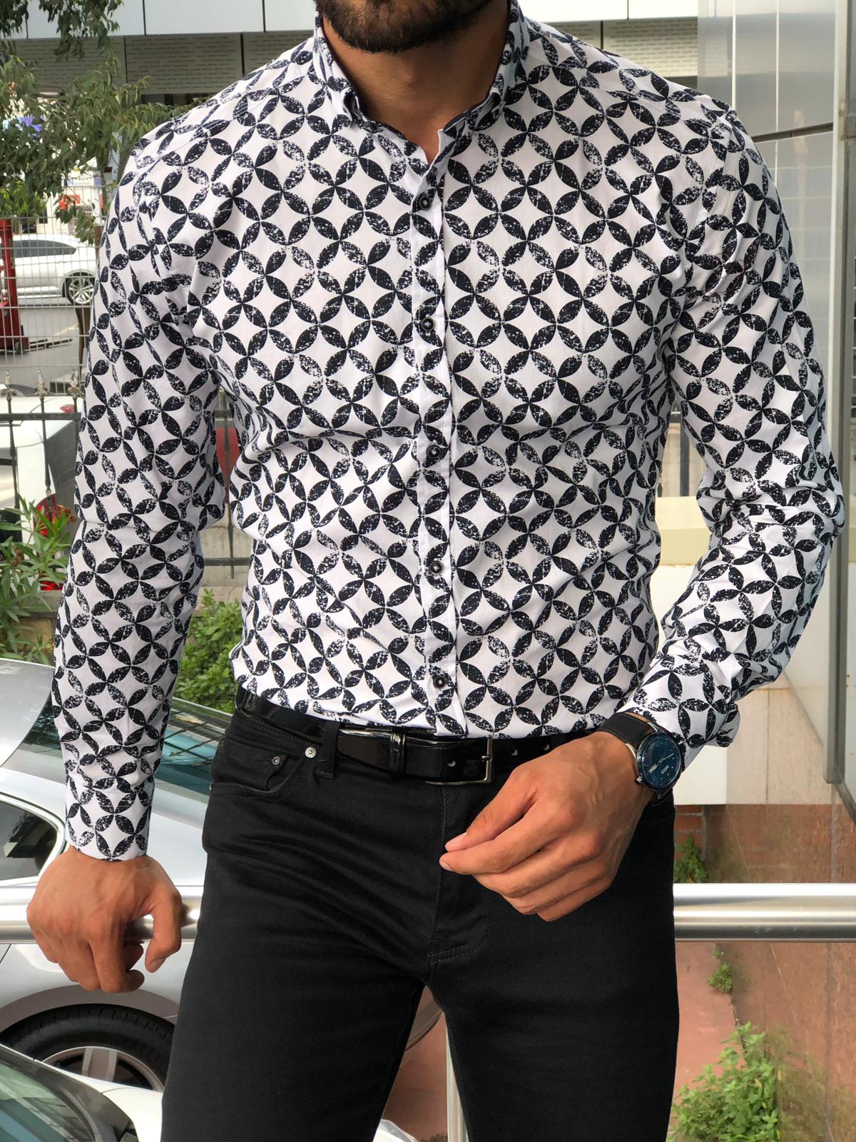 Toni Slim-Fit Patterned Shirt Black-baagr.myshopify.com-Shirt-BOJONI