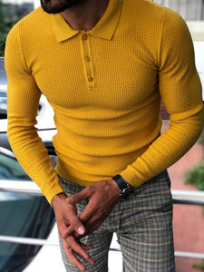 Carlos Slim-Fit Polo Sweater Mustard-baagr.myshopify.com-sweatshirts-BOJONI