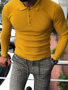 Carlos Slim-Fit Polo Sweater Mustard-baagr.myshopify.com-sweatshirts-BOJONI