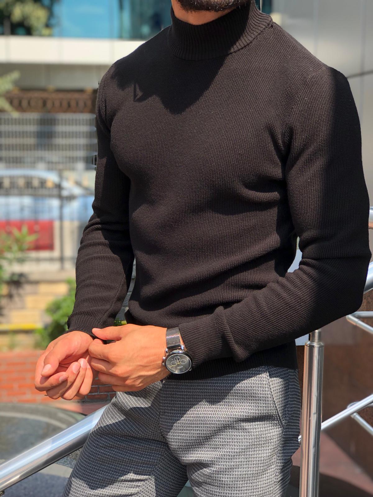 Marc Slim-Fit Turtleneck Knitwear Black-baagr.myshopify.com-sweatshirts-BOJONI