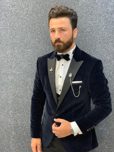 Mans Slim Fit Tuxedo Navy Blue-baagr.myshopify.com-1-brabion