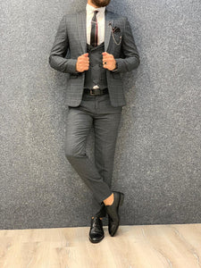 Louis Slim Fit Plaid Suit Dark Gray-baagr.myshopify.com-1-BOJONI