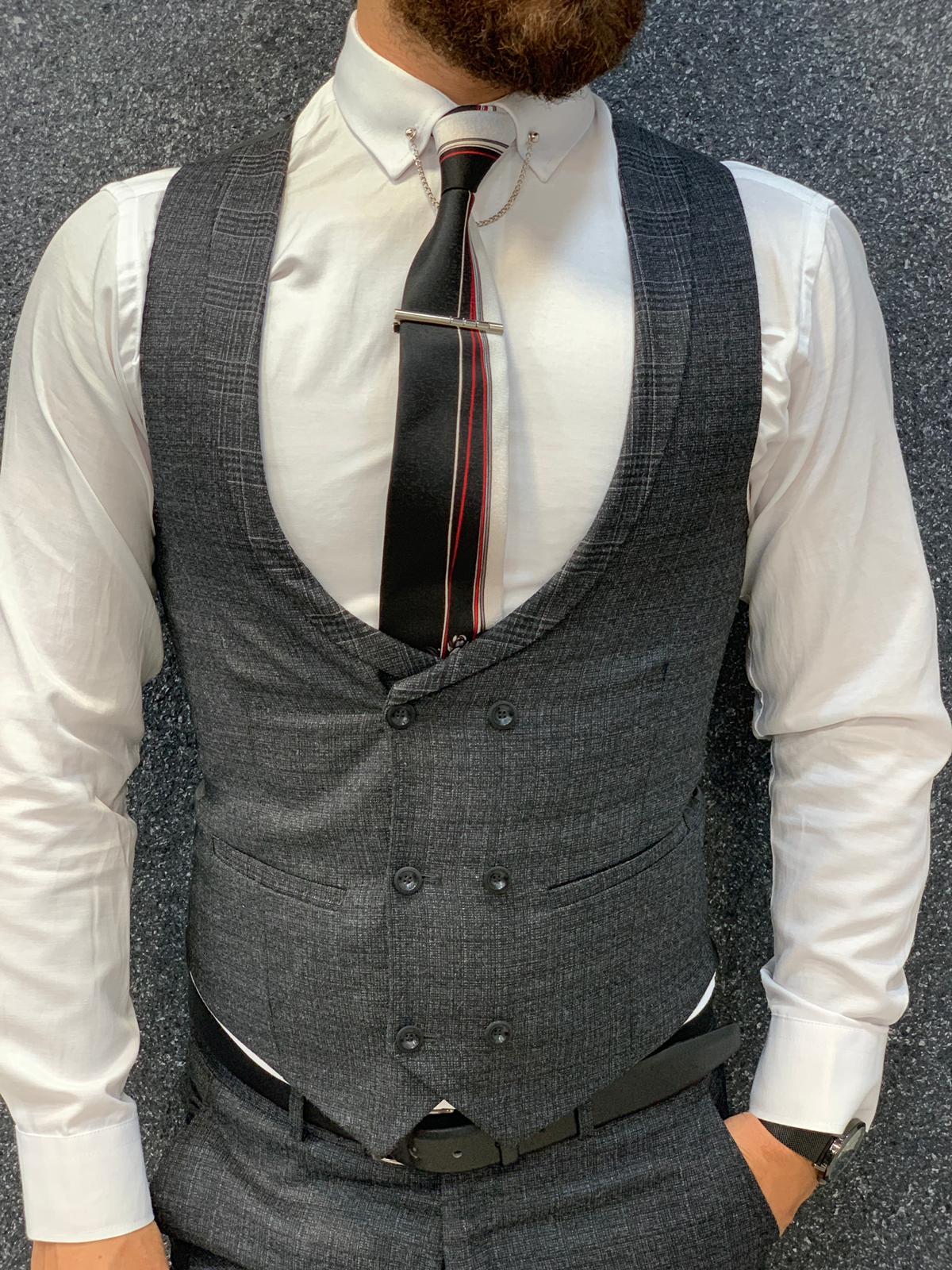 Louis Slim Fit Plaid Suit Dark Gray-baagr.myshopify.com-1-BOJONI
