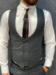 Louis Slim Fit Plaid Suit Dark Gray-baagr.myshopify.com-1-BOJONI