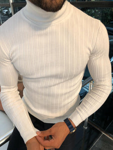 Santo Slim-Fit Turtleneck Knitwear White-baagr.myshopify.com-sweatshirts-BOJONI